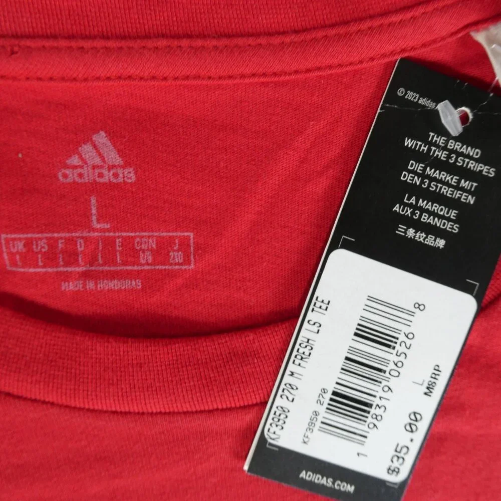Adidas Men’s Fresh Long Sleeve Tee HE7309‎ A9G001 Red Size Large Performance